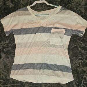Medium Shein Short Sleeve T-Shirt Gray White & Light Pink
